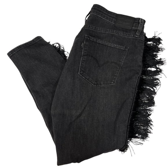 Levis 721 Fringe High Rise Skinny Ankle Black Jeans Western Cowgirl Inspired 32 - Picture 2 of 8